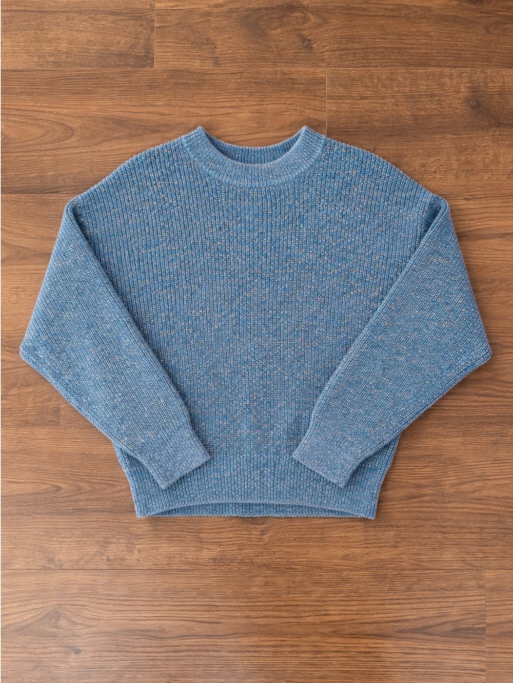 Uniqlo Marled Knit Sweater Cotton Blue Teal | Crewneck Cozy Pullover | Small